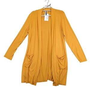 NWT MOA Collection Mustard Open Front Cardigan Womens Plus 2X Duster USA Pockets